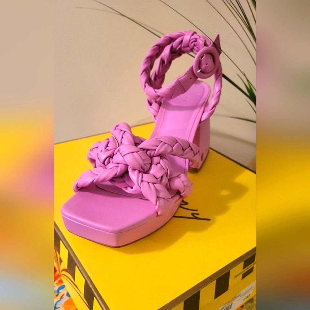 Pink Ankle Strap Platform Sandal